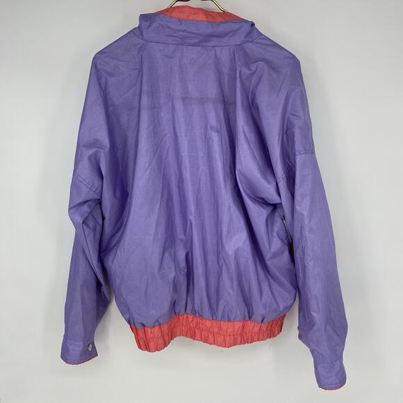 Vintage 80’s Full Zip Reversible Neon Wind Breaker Women’s Size L - Picture 3 of 10